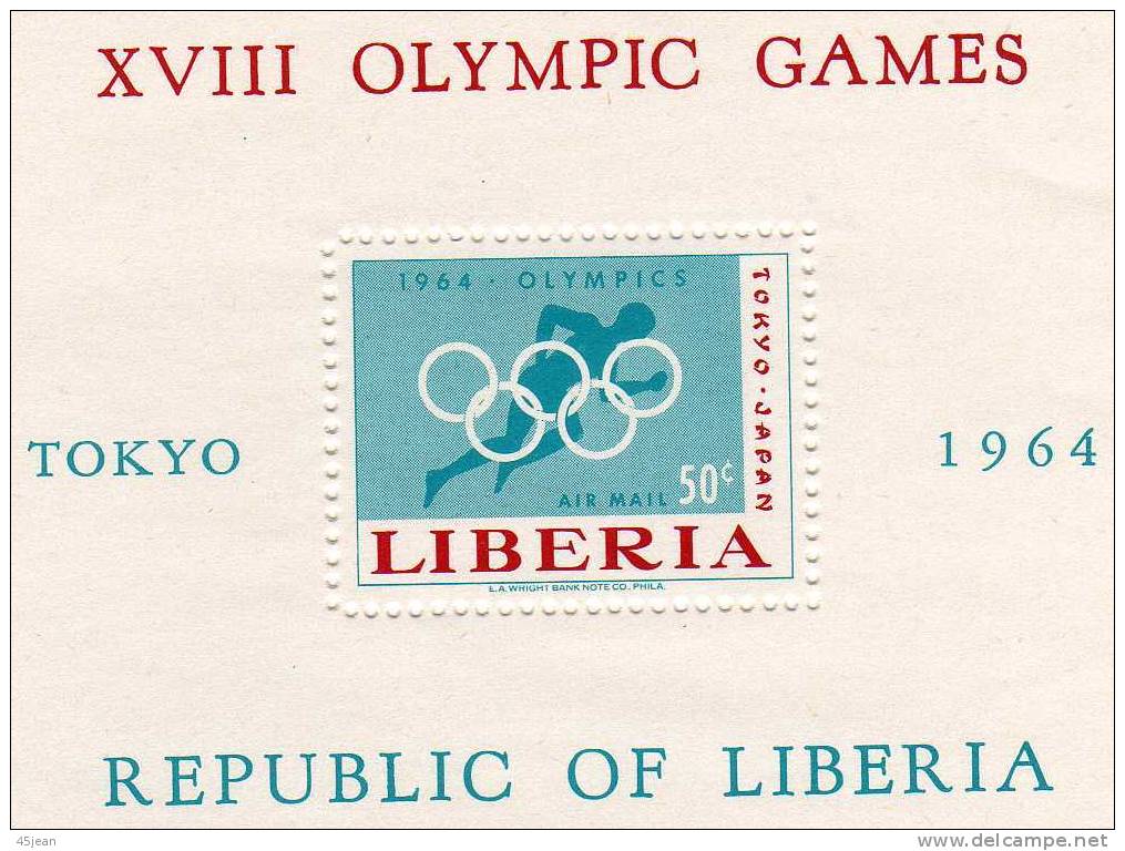 Libéria: 1964 Bloc N°31 Neuf émis Pour Les Jeux Olympiques De Tokio - Verano 1964: Tokio