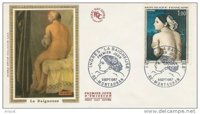 France FDC Lettre 1er Jour (No.1530 Yvert & Tellier ) Ingres "La Baigneuse" 9 Septembre 1967 Montauban - 1960-1969