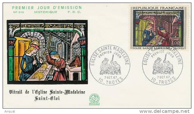 France FDC Lettre 1er Jour (No.1531 Yvert & Tellier ) Sainte Madeleine 7 Octobre 1967 Troyes - 1960-1969