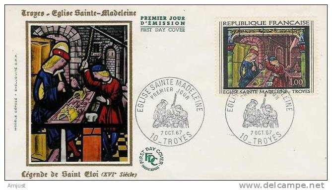 France FDC Lettre 1er Jour (No.1531 Yvert & Tellier ) Sainte Madeleine 7 Octobre 1967 Troyes - 1960-1969