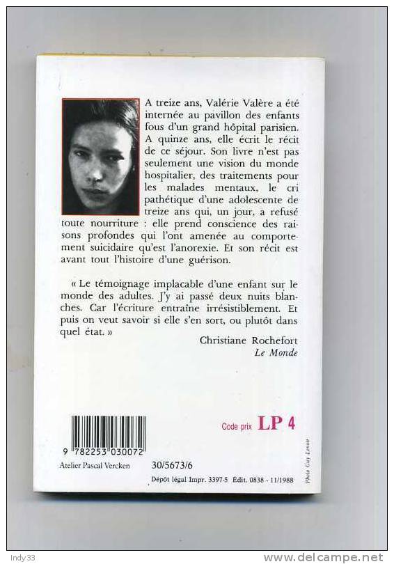 - LE PAVILLON DES ENFANTS FOUS  . PAR V. VALERE. LE LIVRE DE POCHE N°5673    1988. - Roman Noir