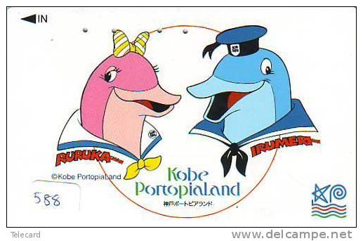 DOLPHIN DAUPHIN Dolfijn DELPHIN Tier Animal (588) Telecarte Japan * Kure Portopia Land - Delfines