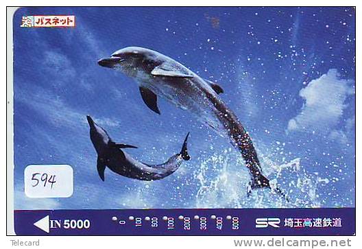 DOLPHIN DAUPHIN Dolfijn DELPHIN Tier Animal (594) Telecarte Japan - Delfines