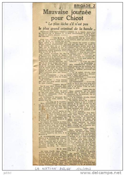 Le Procès De La Brigade Z - Mauvaise Journée Pour Chicot (1/4/1947) - General Issues