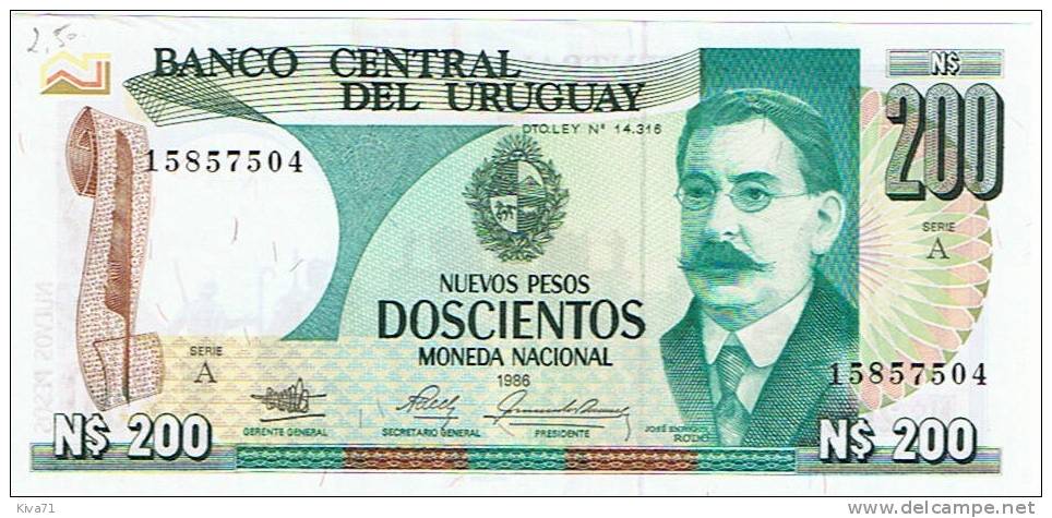 250 N$ Pesos   "URUGUAY"    Série A 1986  UNC  Ble60 - Uruguay