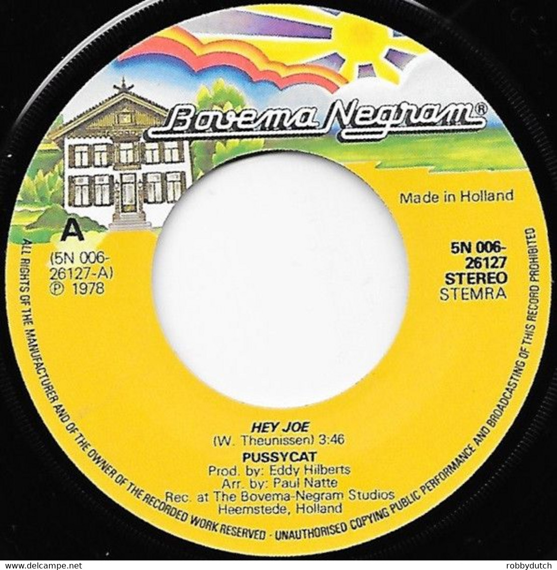 * 7" * PUSSYCAT - HEY JOE (Nederpop 1978 Ex-!!!) - Country En Folk