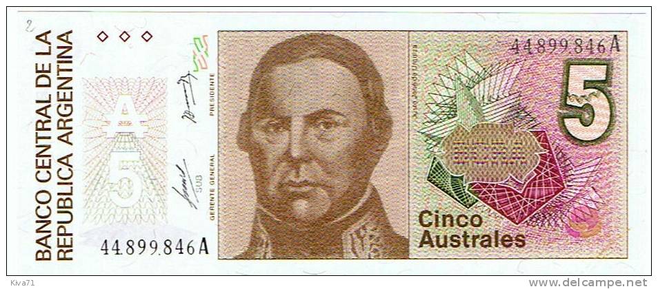 5 Australes     "ARGENTINE"     UNC      Ble 4 - Argentinien