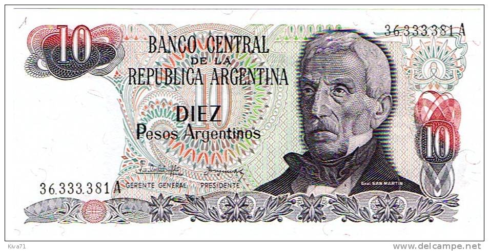 10 Pesos     "ARGENTINE"     UNC      Ble 4 - Argentinië