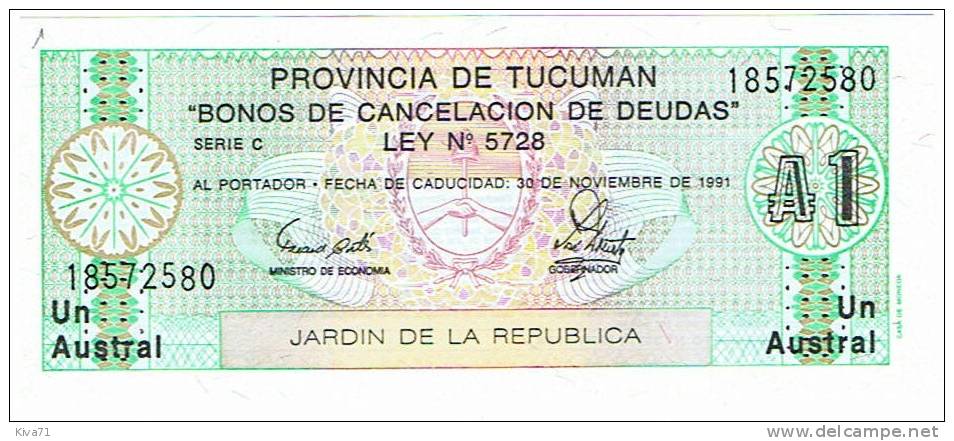 1 Austral Provincia De Tucuman     "ARGENTINE"     UNC      Ro71 - Argentina