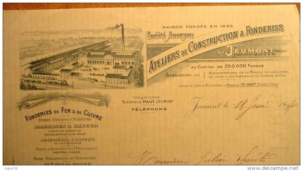 Ateliers De Construction & Fonderies De Jeumont 1894 - 1800 – 1899