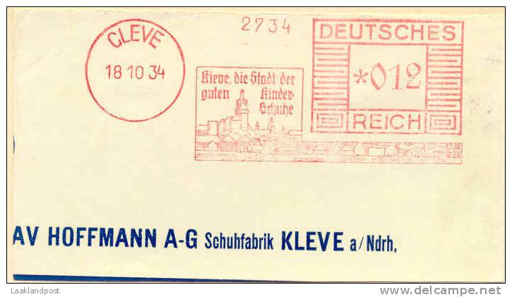 Germany Top Meter Hoffmann Children Shoes Cleve 18-10-1934 - Frankeermachines (EMA)