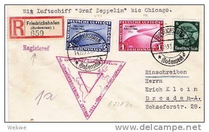 III274/ Zeppelin Chicagofahrt 1 + 2 RM, Rundflug - Storia Postale