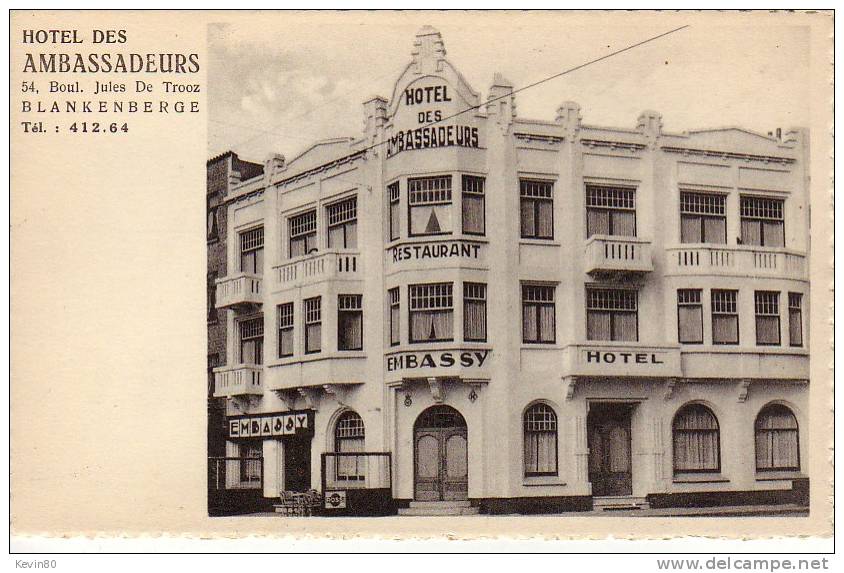 BELGIQUE BLANKENBERGE Hôtel Des Ambassadeurs - Blankenberge