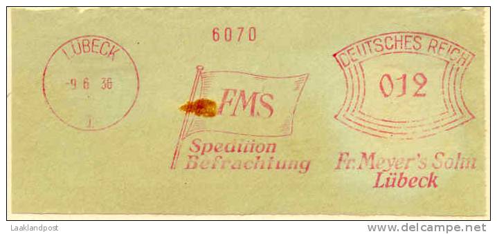 Germany Top Meter FMS Shipping (Franz Meyers) Lubeck 9-6-1936 - Andere(Zee)