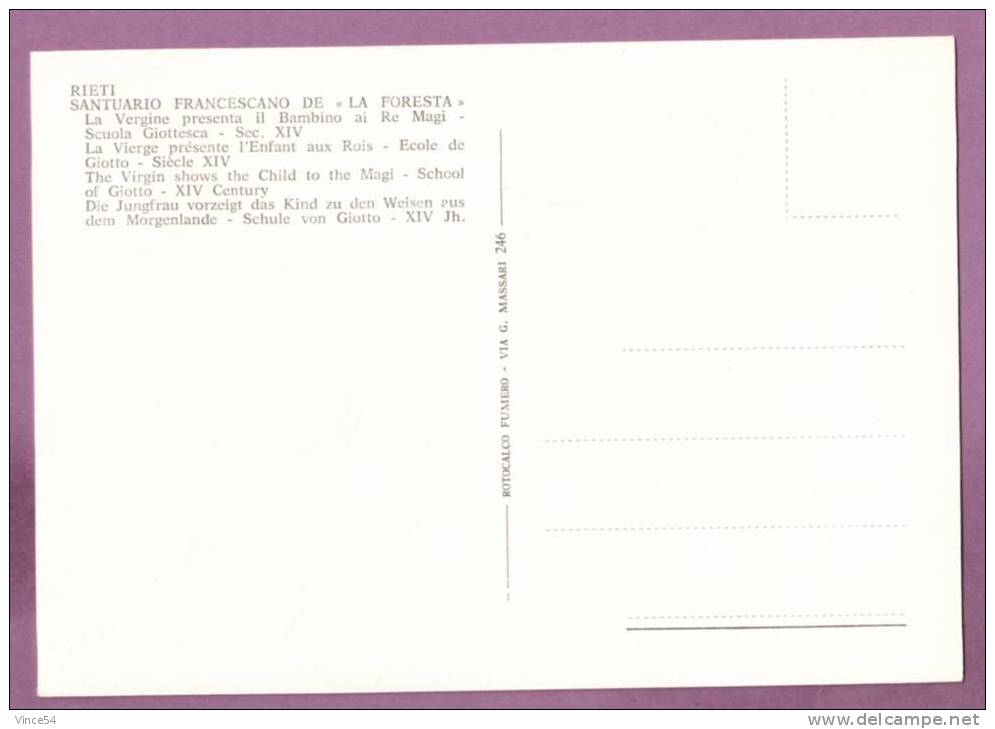 RIETI - SANTUARIO FRANCESCANO DE "LA FORESTA" - La Vergine Il Bambino. La Vierge Et L´Enfant - Rieti