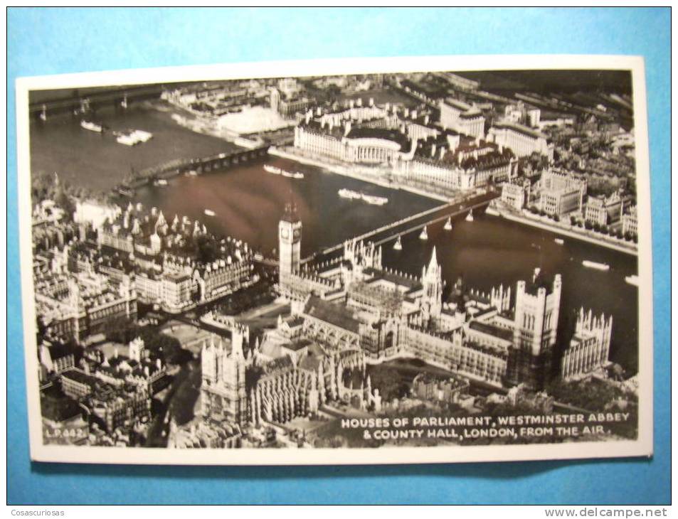 R.9664  INGLATERRA ENGLAND  LONDON LONDRES  HOUSES OF PARLIAMENT  FROM THE AIR  ANNEES 40/50  MAS EN MI TIENDA - Houses Of Parliament