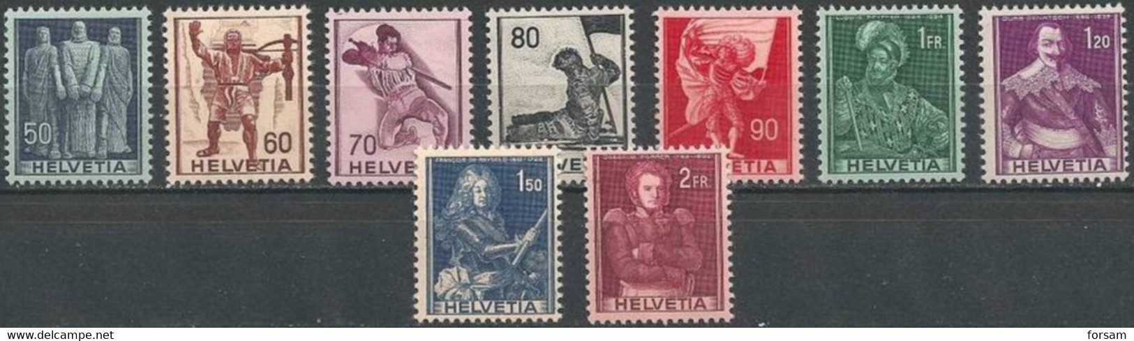 SWITZERLAND..1941..Michel #  377-385...MLH...FULL SET...MiCV - 70 Euro. - Nuovi