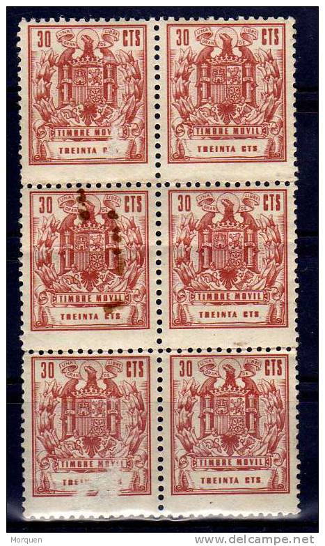 Timbre Movil 30 Cts Bloque De 6. Fiscal - Revenue Stamps