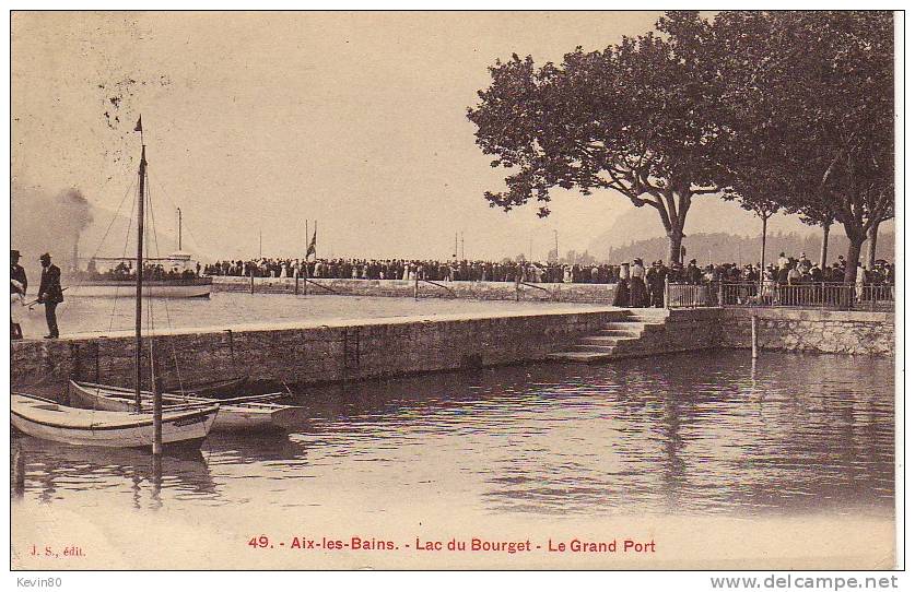 73 AIX LES BAINS Lac Du Bourget  Grand Port Cpa Animée - Aix Les Bains