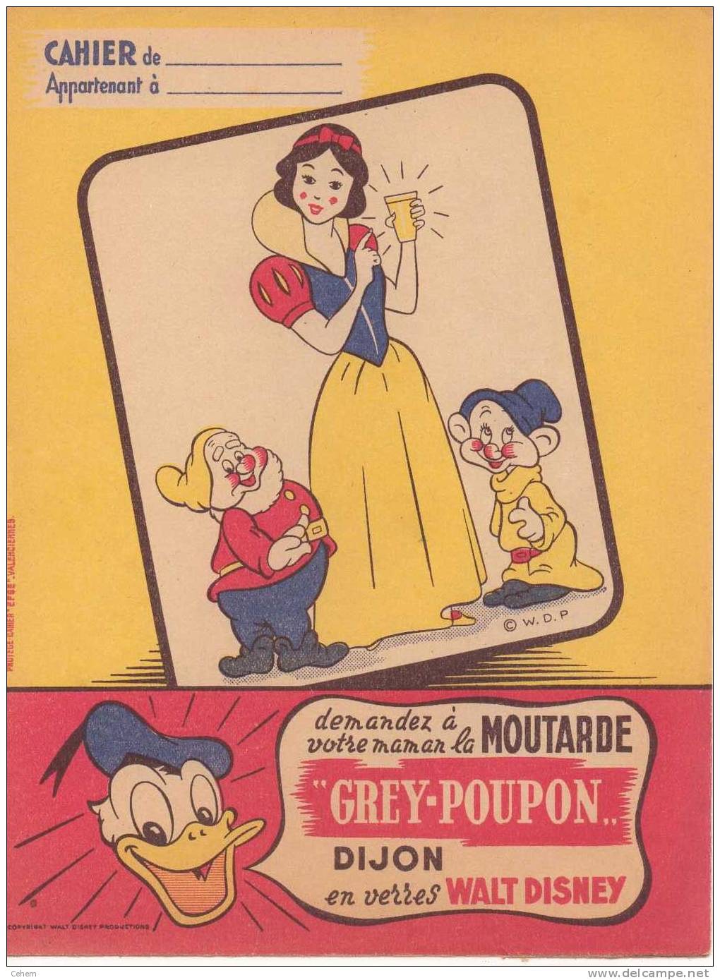 PROTEGE CAHIER MOUTARDE GREY-POUPON DIJON WALT DISNEY BLANCHE NEIGE ET LES 7 NAINS - Book Covers