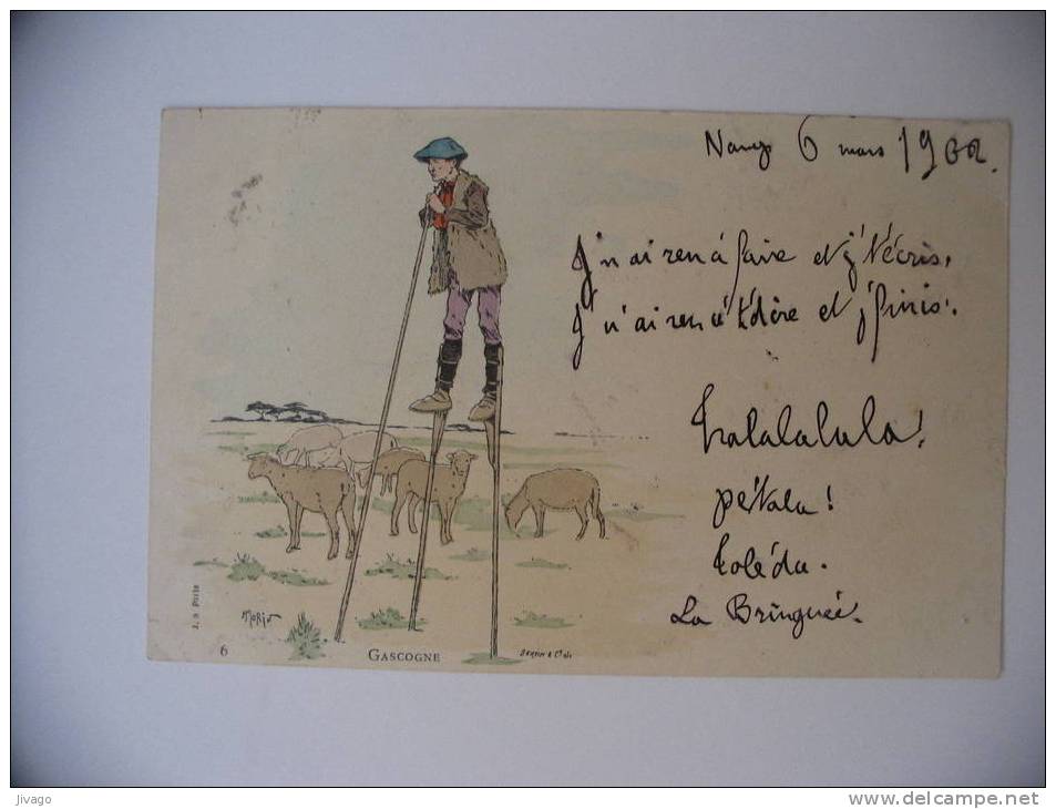 GASCOGNE  :  Jolie Carte Fantaisie Couleur Signée MORIN  1902 - Morin, Henri