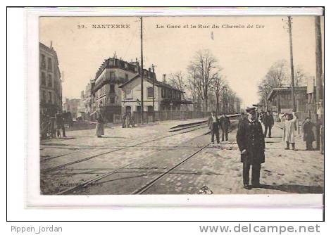 92 NANTERRE * La Gare Et La Rue Du Chemin De Fer  * Belle CPA Animée - 1913 - Nanterre