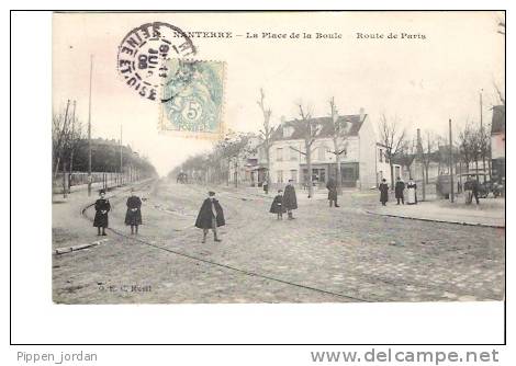 92 NANTERRE * La Place De La Boule - Route De Paris  * Belle CPA Animée - 1908 - Nanterre