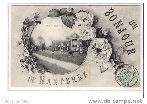 92 NANTERRE * Un Bonjour - Moulin Des Gibets * Belle CPA Animée - 1908 - Nanterre