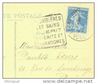 1926 France   88 Vosges  Daguin   Plombieres Les Bains  Thermes  Thermae Sur Carte - Kuurwezen