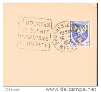 1956 France 58 Nievre  Daguin   Pougues  Thermes  Terme Thermae  Sur Lettre Entiere - Thermalisme