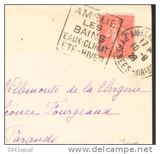 1928 France 66   Daguin Amelie Les Bains Thermes  Terme Thermae   Sur Lettre Entiere - Bäderwesen