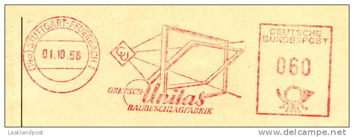 Germany Front Cover Top Meter UNITAS Glas Baubeslag Fix Stuttgart 1-10-1958 - Andere & Zonder Classificatie