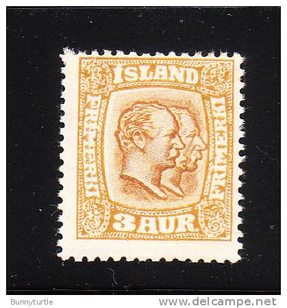 Iceland 1915-18 Kings Christian IX & Frederik VIII 3a Perf 14 Mint - Unused Stamps