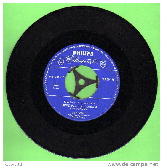 * 7" *  WILLY ALBERTI - PIOVE (Festival San Remo 1959. Great Jukebox Single!) - Otros - Canción Italiana