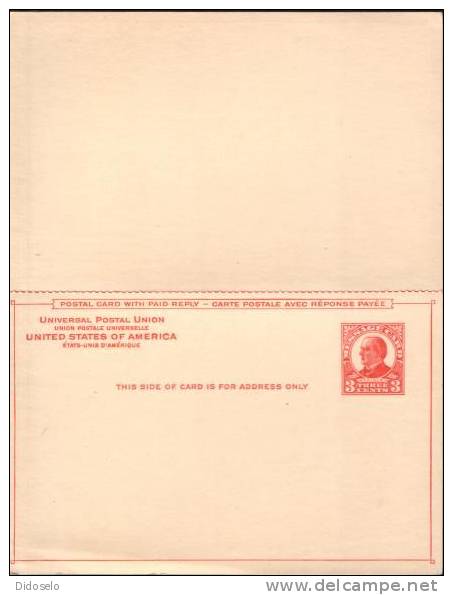 USA Postal Card With Paid Reply 3C+3C - 1901-20