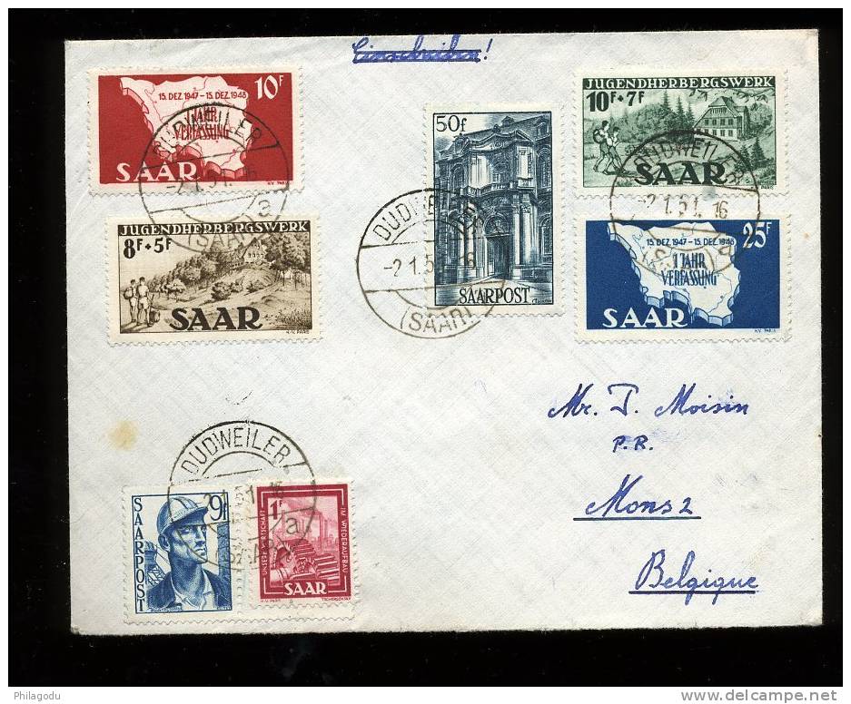 Brief    Dudweiler     2-1--1951   Jugendherberg    Michel  277  Euros  TOURISME - Storia Postale