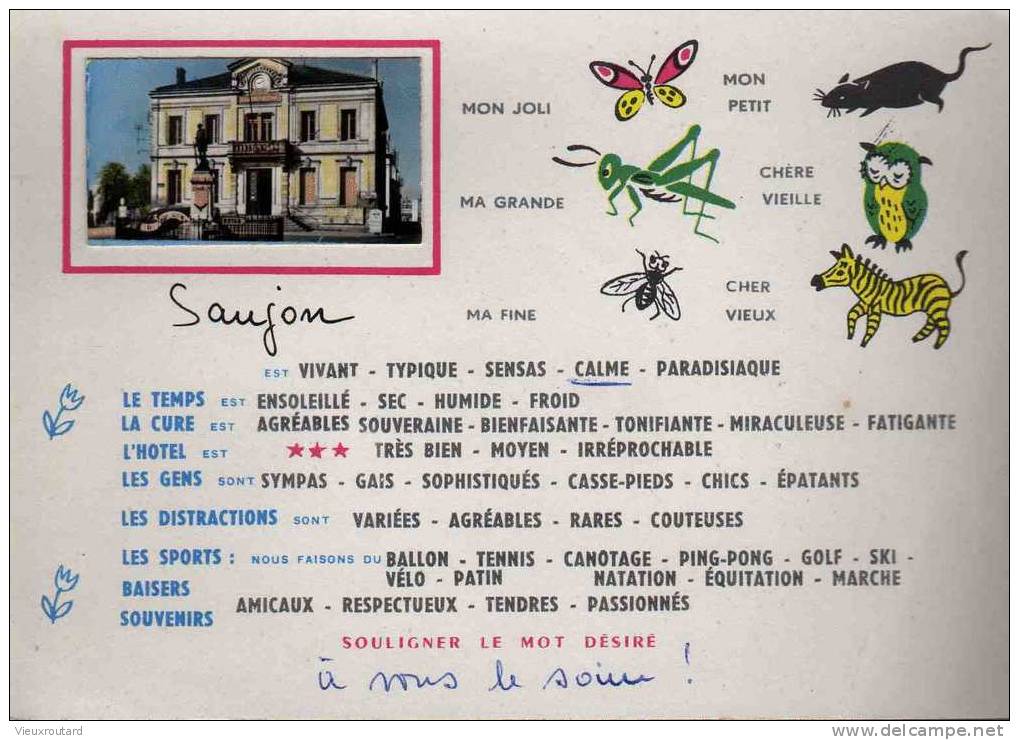 CPSM.   SAUJON. CARTE PHOTO. SOUVENIR. - Saujon