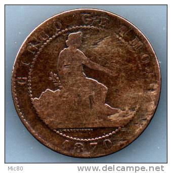 Espagne 5 Centimos 1870 OM B/b+ - First Minting
