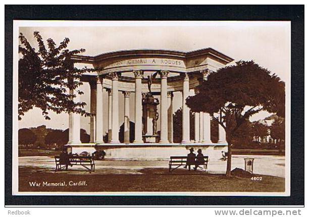 Real Photo Postcard War Memorial Cardiff Glamorgan Wales - Ref 256 - Glamorgan