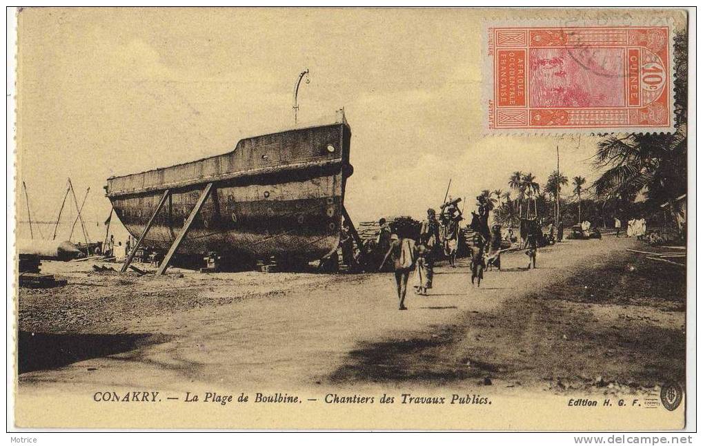 GUINEE FRANCAISE  -   Conakry;la Plage De Boulbine; Chantiers Des Travaux Publics. - Guinée Française