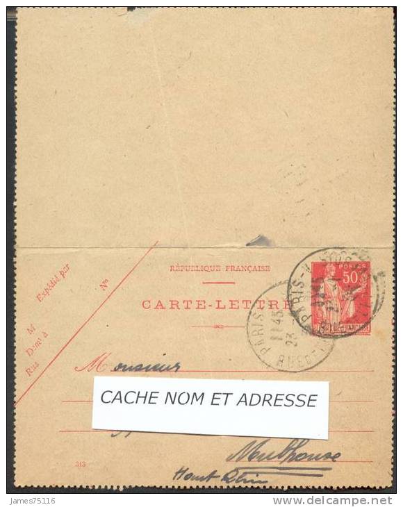 Carte-lettre N°283 –CL1. Datée "313". - Kartenbriefe