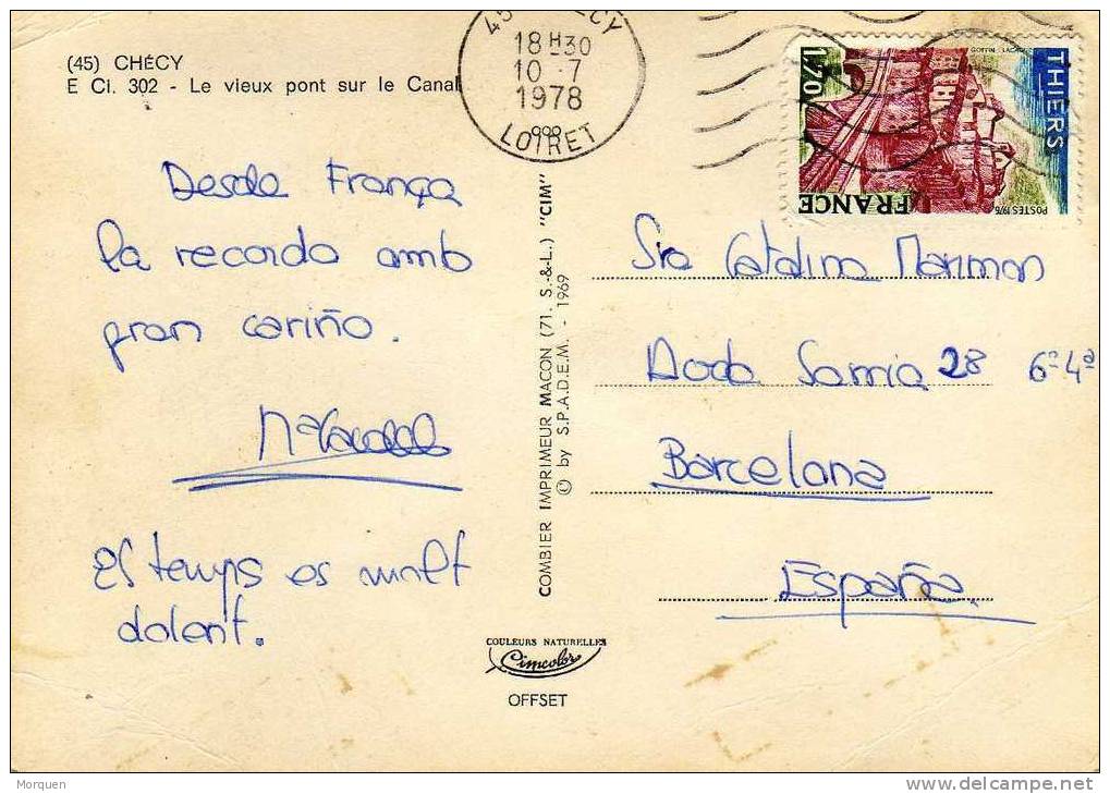 Postal Checy (Loiret) 1978. Le Pont - Briefe U. Dokumente