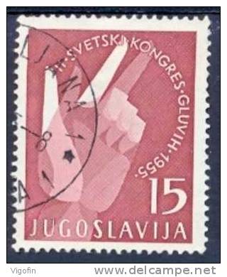 YU 1955-764 2°KONGRES , YUGOSLAVIA, 1v, Used - Used Stamps