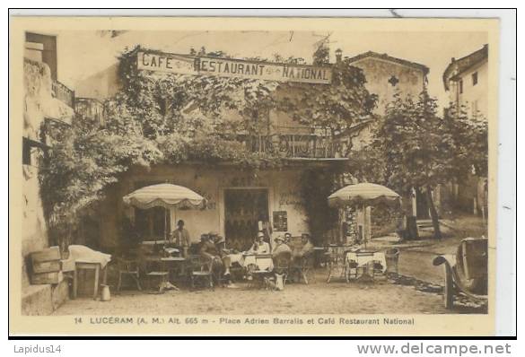 G 893 /    LUCERAM  (06)  PLACE ADRIEN BARRALIS ET CAFE RESTAURANT NATIONAL - Lucéram