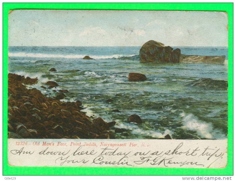 NARRAGANSETT PIER, RI - OLD MAN´S FACE, POINT JUDITH - TRAVEL IN 1906 - UNDIVIDED BACK - SOUVENIR POST CARD CO - - Autres & Non Classés