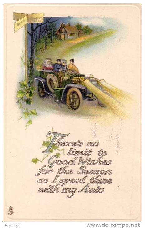 CPA BELLE Carte Postale Ancienne  GAUFFREE EMBOSSED " Christmas "  Raphael Tuck N° 3073 Voiture TBE - Tuck, Raphael