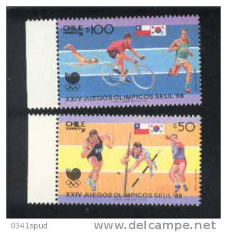 Jeux Olympiques 1988  Chile  ** Never Hinged  Cyclisme, Athlétisme, Natation - Summer 1988: Seoul