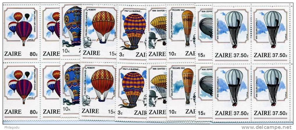 BALLONS 1984   ZAIRE En Blocs De 4   Cote 54 Euros - Unused Stamps