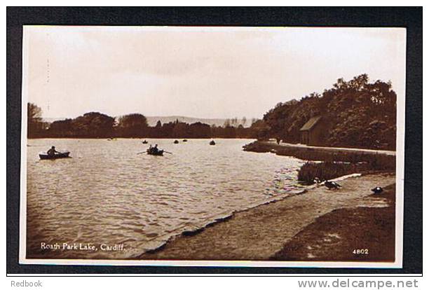 Real Photo Postcard Roath Park Lake Cardiff Glamorgan Wales - Ref 257 - Glamorgan