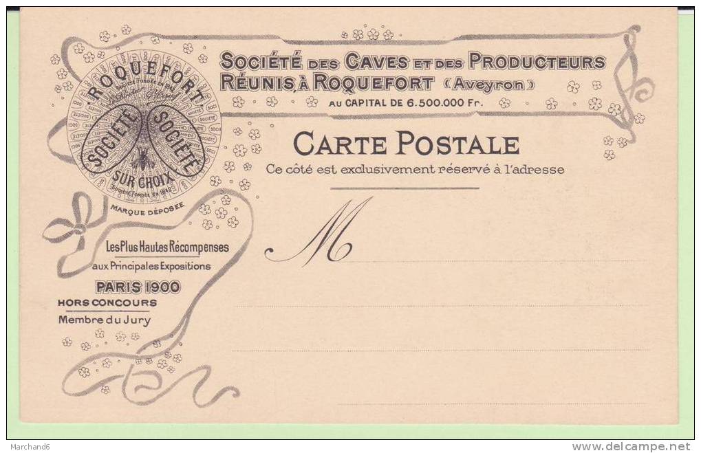 AVEYRON.ROQUEFORT.VUE GENERALE ..PUB AU DOS SCAN JOINT ..SOCIETE DES CAVES ET DES PRODUCTEURS REUNIS A ROQUEFORT 1900 - Roquefort